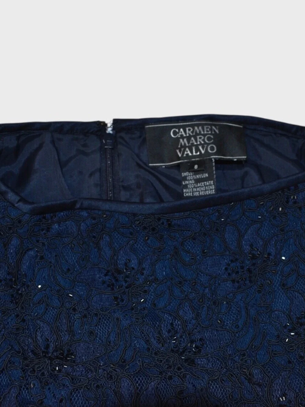 Carmen Marc Valvo Beaded Lace Maxi Skirt‎